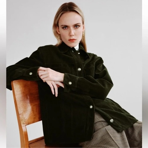 Zara Green Corduroy Pocket Jacket M size NWOT - Picture 2 of 6